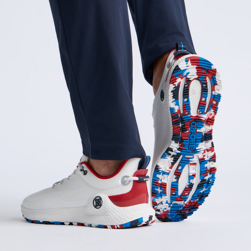 MEN'S MG4+ O2 PERFORATED GOLF SHOE in SNOW / CLASSIC RED - Alternate Image 5