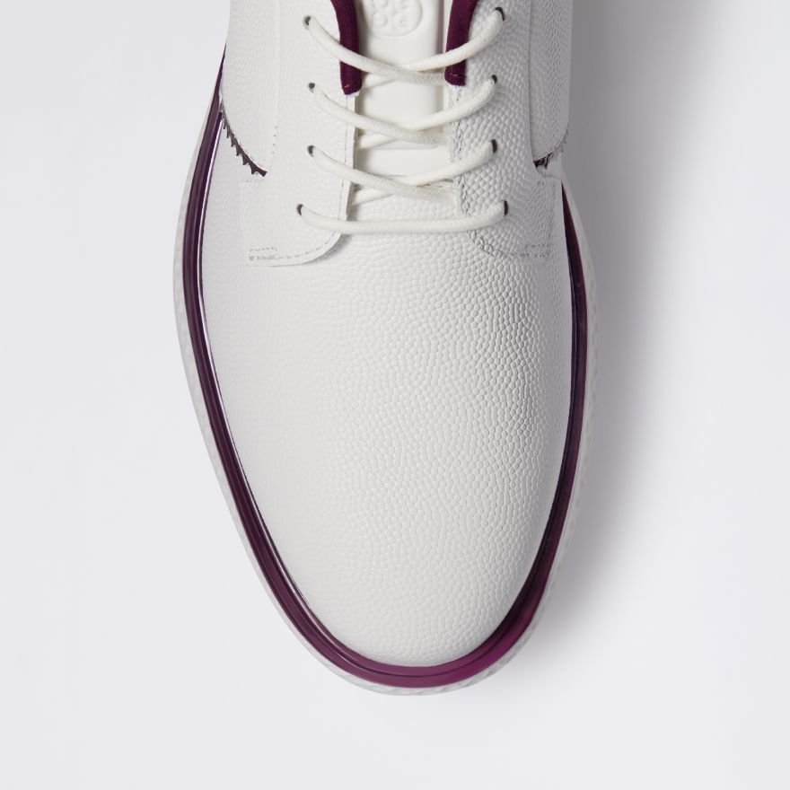 WOMEN'S GALLIVAN2R LEATHER SADDLE STRIPE KILTIE GOLF SHOE in SNOW / DARK PLUM - Alternate Image 5