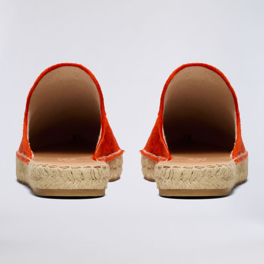 WOMEN'S METAL TEES PONY HAIR ESPADRILLE in SHOCKING ORANGE - Alternate Image 3