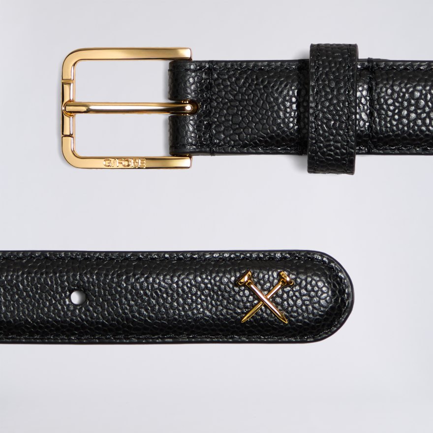 WOMEN'S METAL TEES PEBBLE LEATHER BELT in Onyx - Alternate Image 1