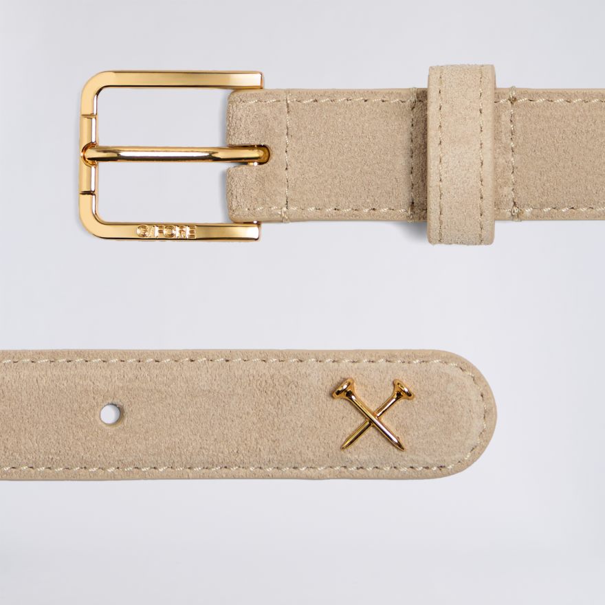 WOMEN'S METAL TEES SUEDE BELT in PUMICE - Alternate Image 1