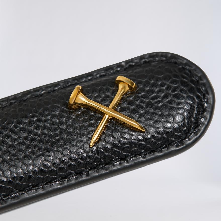WOMEN'S METAL TEES PEBBLE LEATHER BELT in Onyx - Alternate Image 3