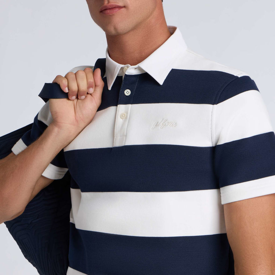 YARN DYE FRENCH TERRY RUGBY POLO in Twilight / Snow - Alternate Image 4