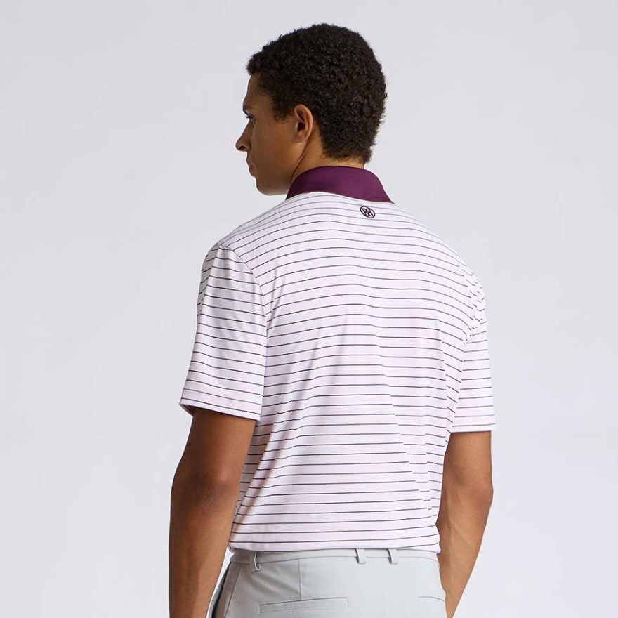 HERRINGBONE STRIPE TECH JERSEY POLO in BLUSH / DARK PLUM - Alternate Image 3
