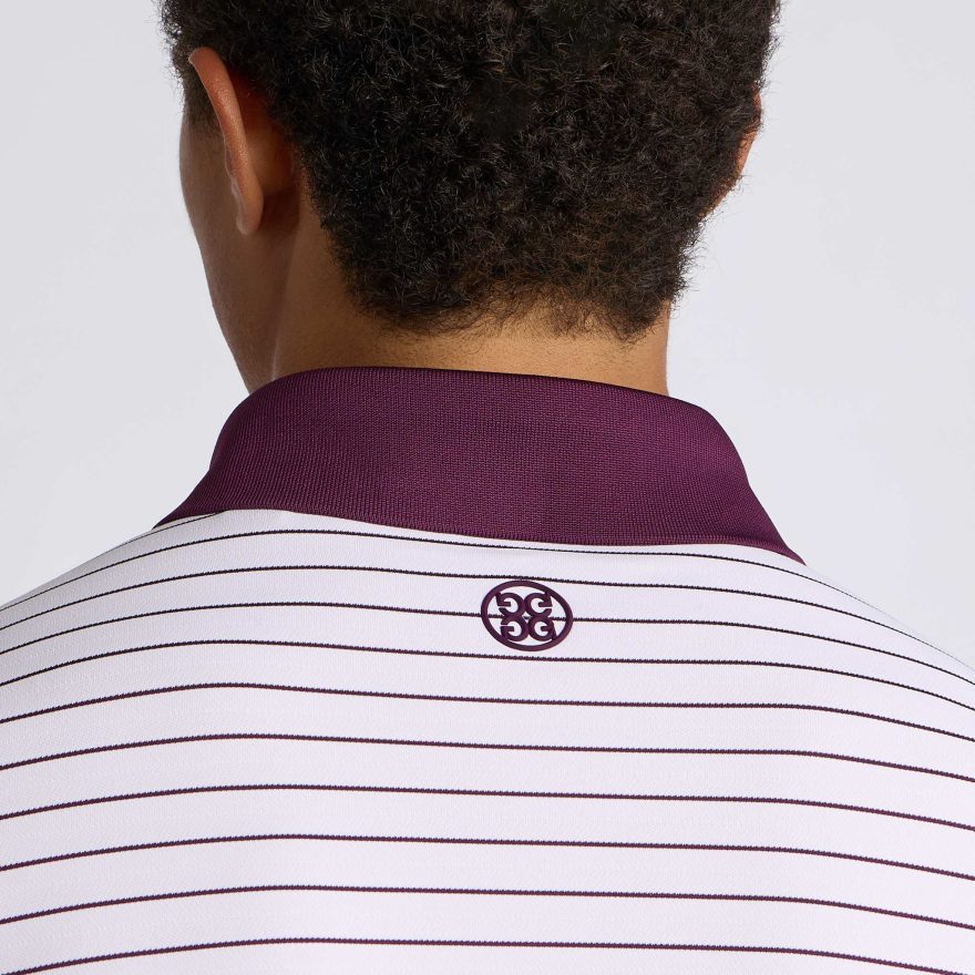 HERRINGBONE STRIPE TECH JERSEY POLO in BLUSH / DARK PLUM - Alternate Image 4