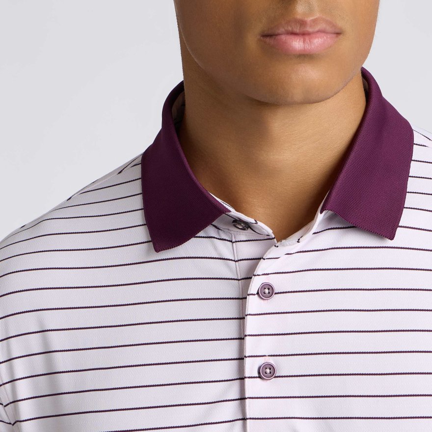 HERRINGBONE STRIPE TECH JERSEY POLO in BLUSH / DARK PLUM - Alternate Image 5