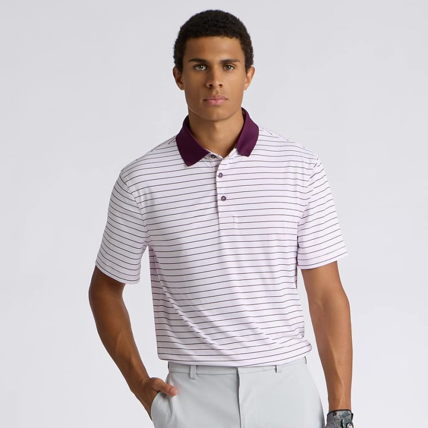 HERRINGBONE STRIPE TECH JERSEY POLO in BLUSH / DARK PLUM - Alternate Image 2