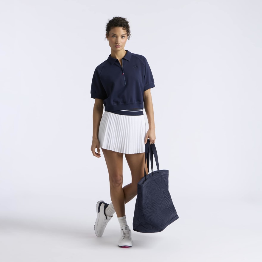 CROPPED STRETCH SCUBA 1/2 ZIP POLO in Twilight - Alternate Image 1