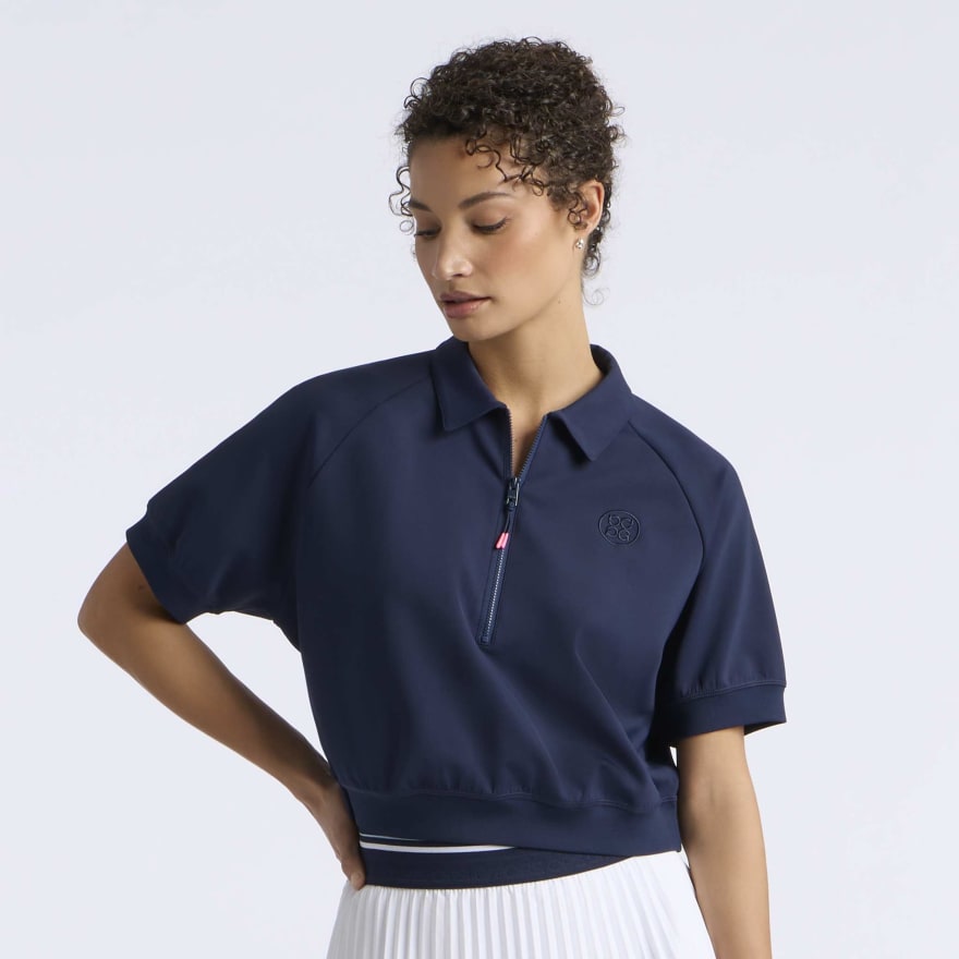 CROPPED STRETCH SCUBA 1/2 ZIP POLO in Twilight - Alternate Image 2