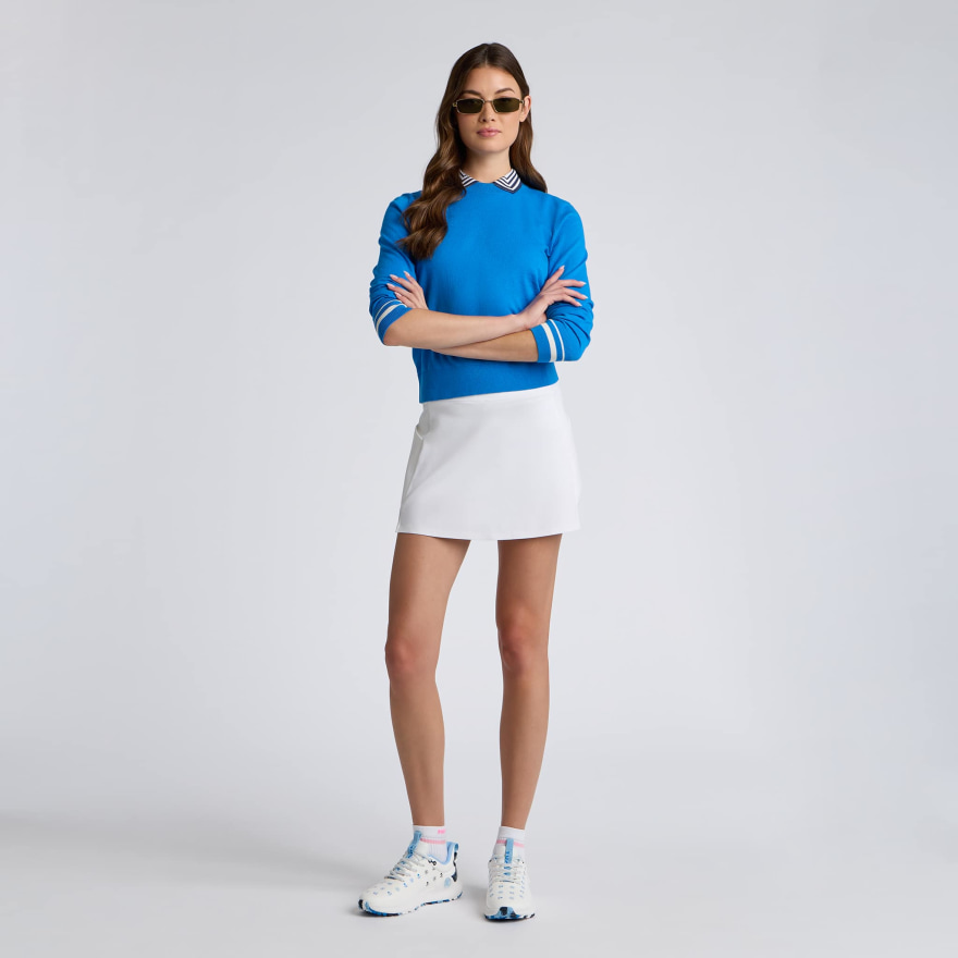 COOLING COTTON CREWNECK SWEATER in Cerulean - Alternate Image 1