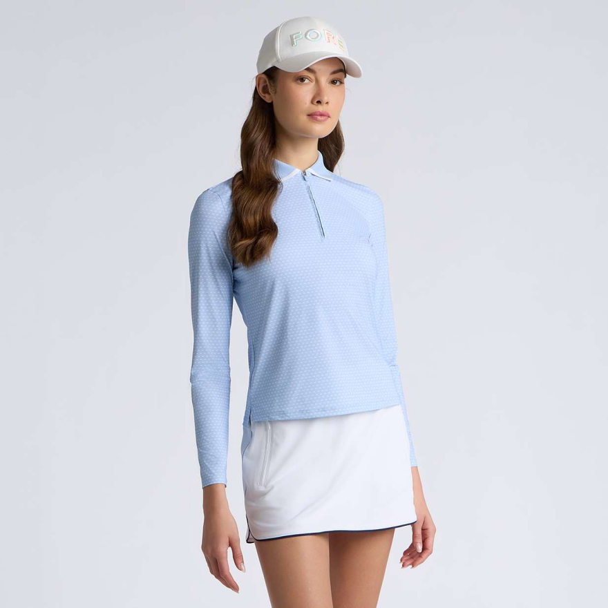 GEO 2 SILKY TECH NYLON LONG SLEEVE 1/4 ZIP POLO in SKY / SNOW - Alternate Image 2