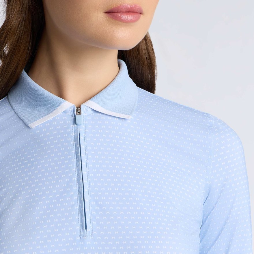 GEO 2 SILKY TECH NYLON LONG SLEEVE 1/4 ZIP POLO in SKY / SNOW - Alternate Image 4