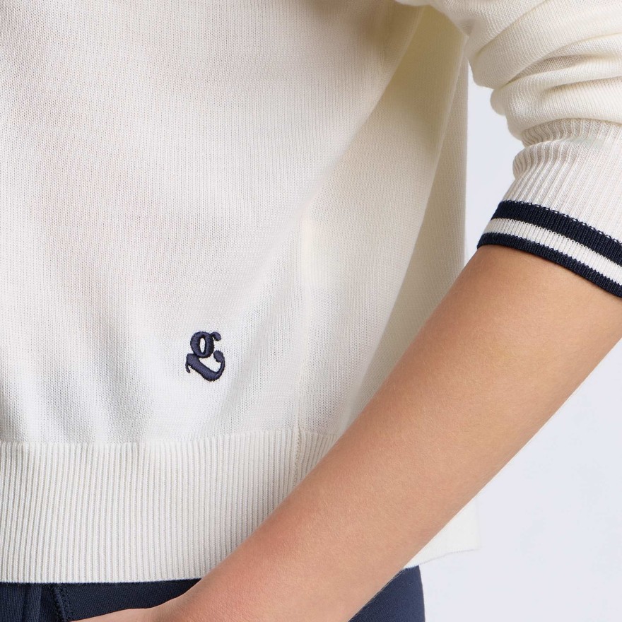 JOHNNY COLLAR FINE WOOL SWEATER POLO in CHALK WHITE - Alternate Image 5