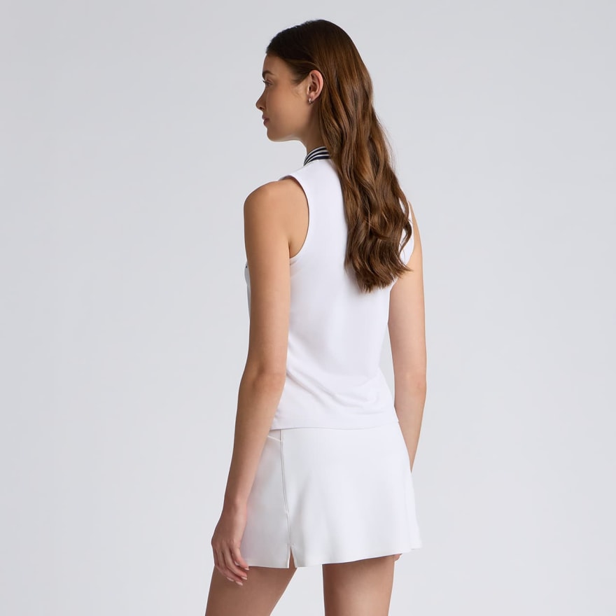 ICON EMBROIDERED 1/4 ZIP SLEEVELESS POLO in Snow - Alternate Image 2