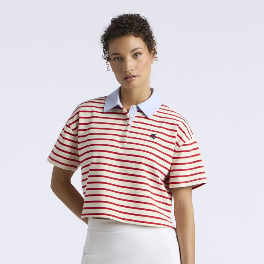 G SCRIBE BOXY RUGBY POLO in CHALK WHITE / LAVA - Alternate Image 2
