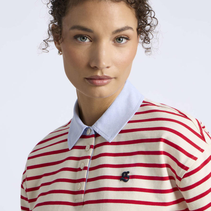 G SCRIBE BOXY RUGBY POLO in CHALK WHITE / LAVA - Alternate Image 4
