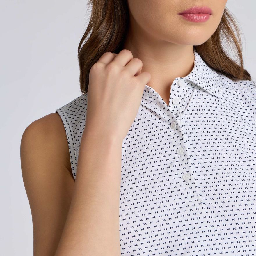 GEO 2 SILKY TECH NYLON SLEEVELESS POLO in Snow / Twilight - Alternate Image 4