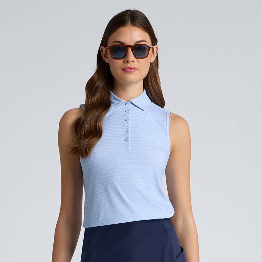 GEO 2 SILKY TECH NYLON SLEEVELESS POLO in SKY / SNOW - Alternate Image 2