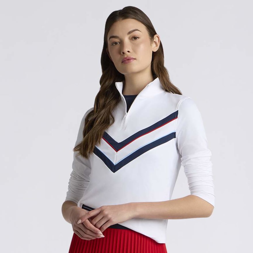 CHEVRON TECH JERSEY 1/4 ZIP PULLOVER in Snow - Alternate Image 2