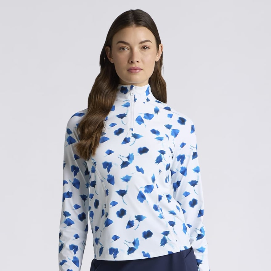DROP FLORAL SILKY TECH NYLON 1/4 ZIP PULLOVER in Snow - Alternate Image 2