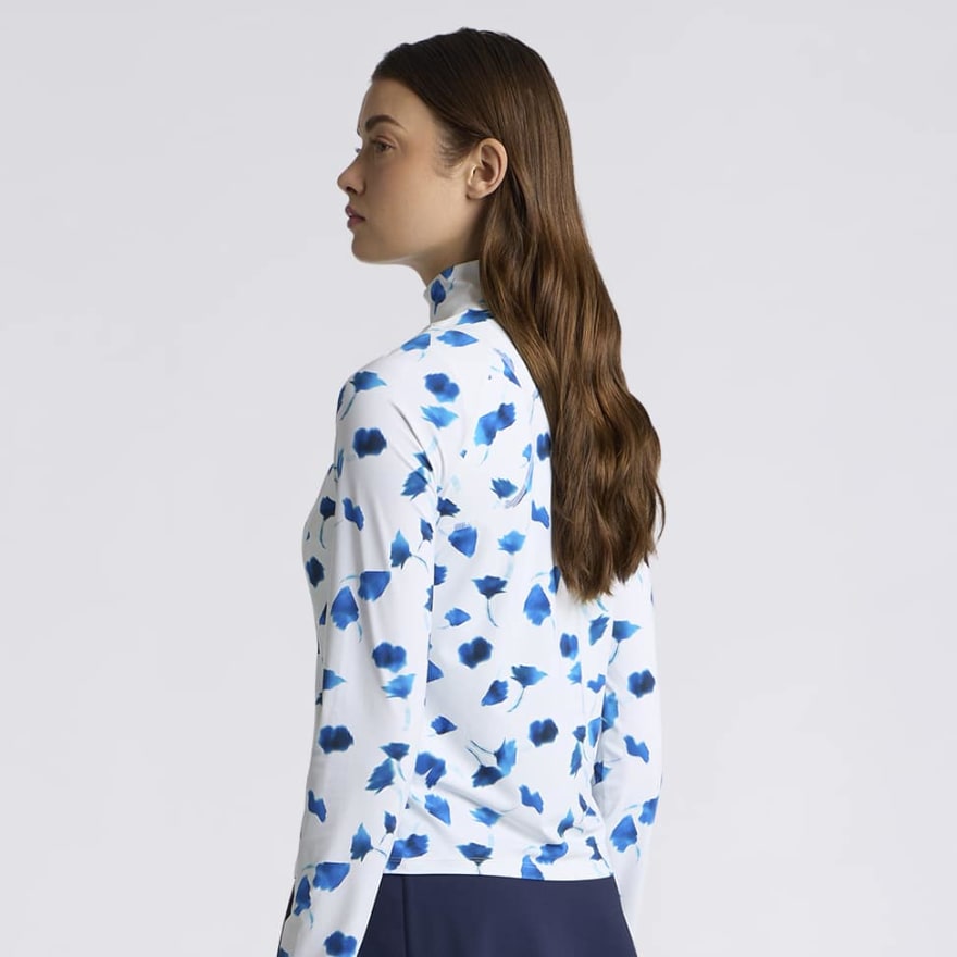 DROP FLORAL SILKY TECH NYLON 1/4 ZIP PULLOVER in Snow - Alternate Image 3