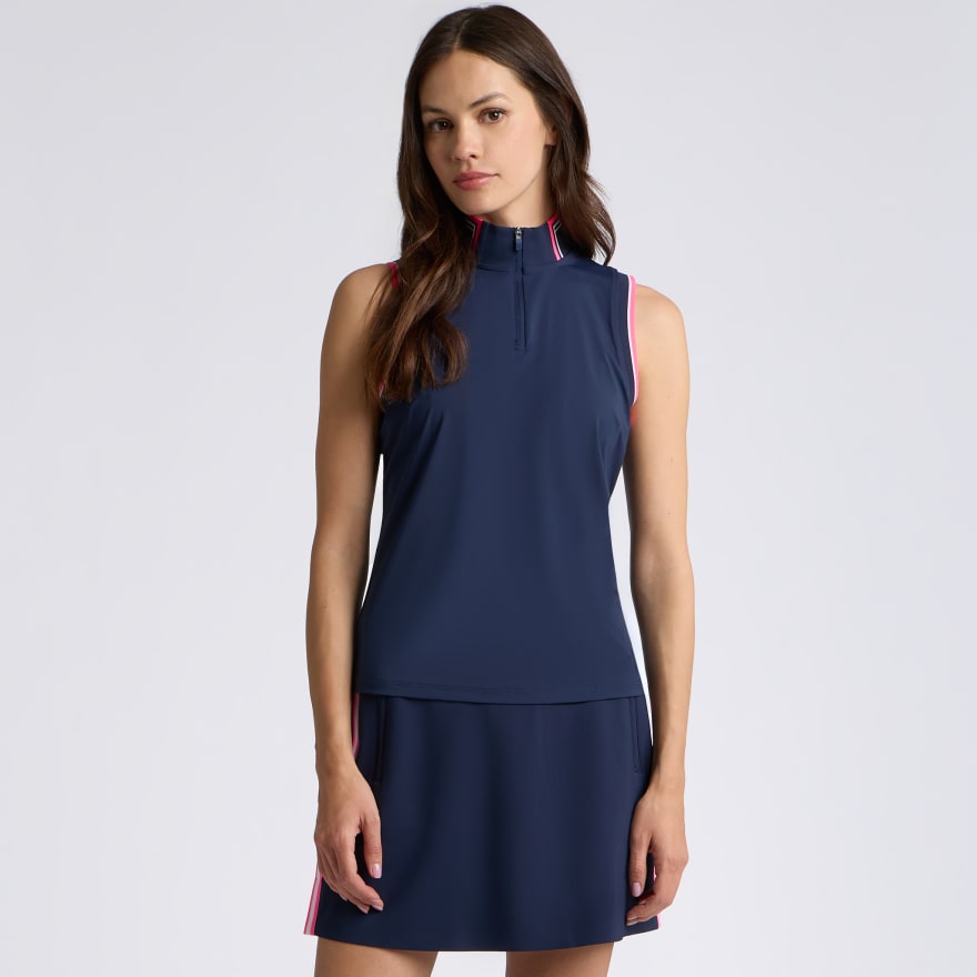 SILKY TECH NYLON MOCK NECK 1/4 ZIP POLO in Twilight - Alternate Image 2