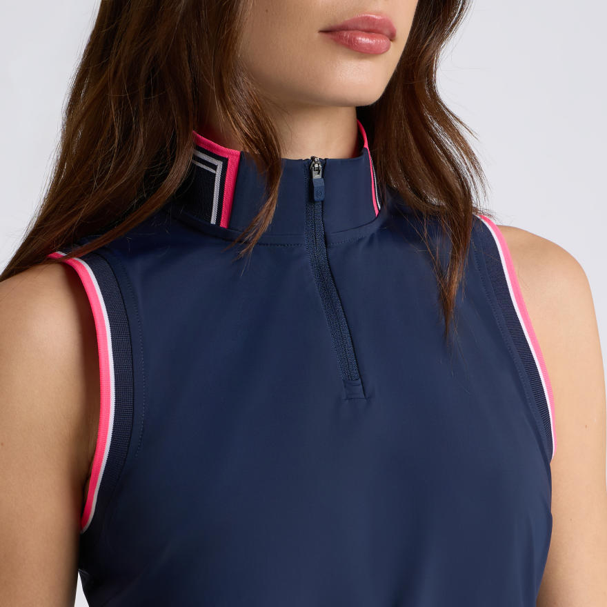 SILKY TECH NYLON MOCK NECK 1/4 ZIP POLO in Twilight - Alternate Image 4