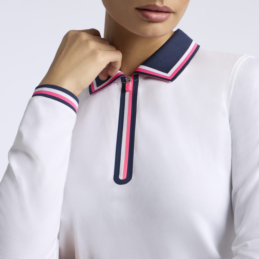 ALL PLAY TIPPED LONG SLEEVE POLO in Snow - Alternate Image 4
