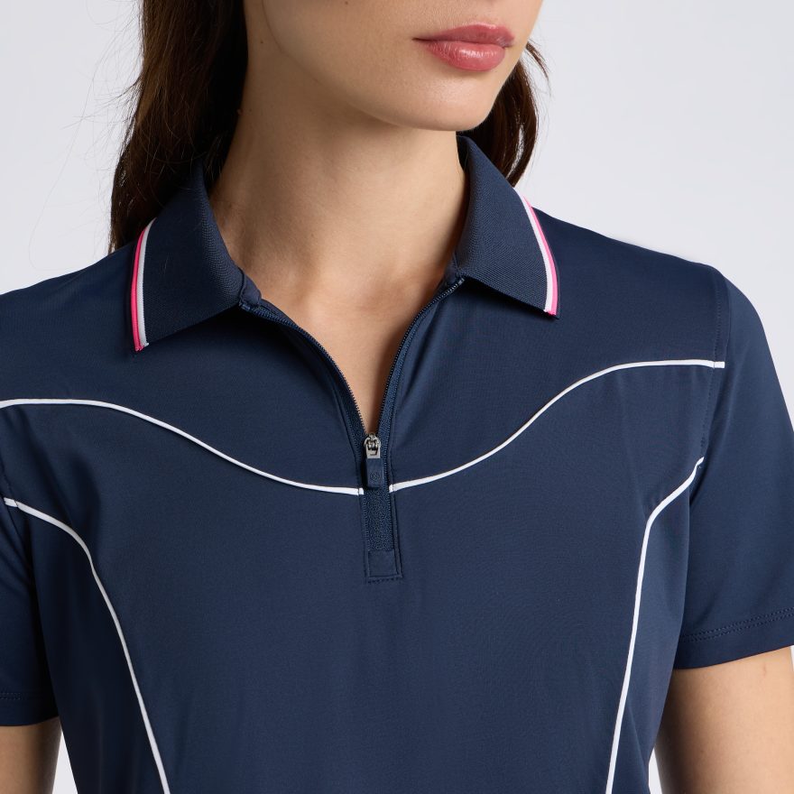 STRETCH NYLON INTERLOCK CONTOUR 1/4 ZIP POLO in Twilight - Alternate Image 4