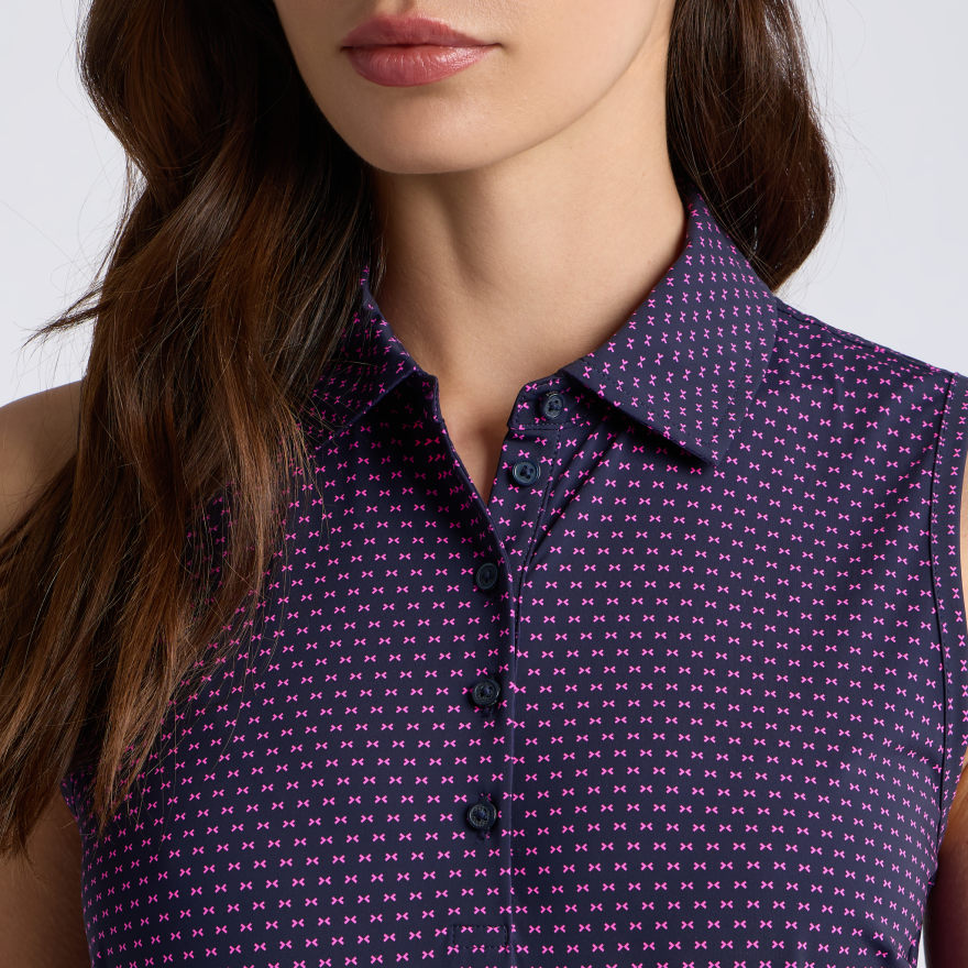 GEO 2 SILKY TECH NYLON SLEEVELESS POLO in TWILIGHT / KNOCKOUT PINK - Alternate Image 4