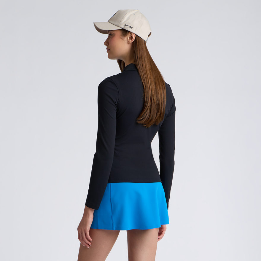 RIBBED TECH NYLON LONG SLEEVE POLO in Onyx - Alternate Image 3