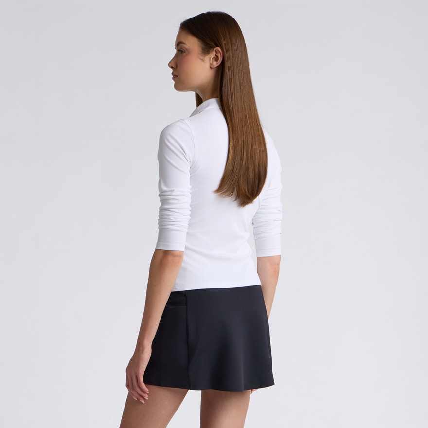 RIBBED TECH NYLON LONG SLEEVE POLO in Snow - Alternate Image 3