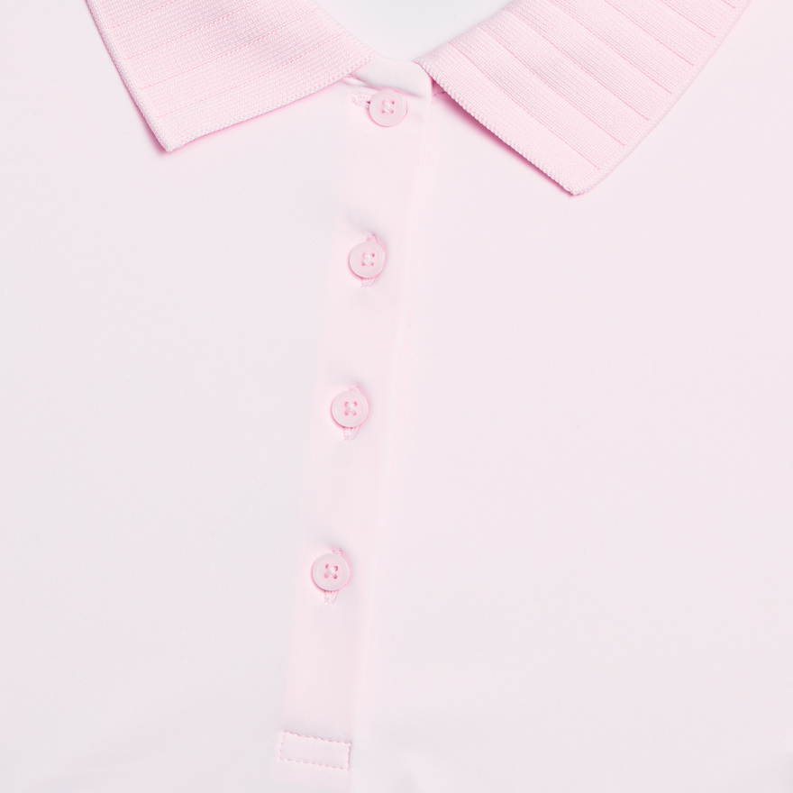 PLEATED COLLAR SILKY TECH NYLON SLEEVELESS POLO in Blush - Alternate Image 3