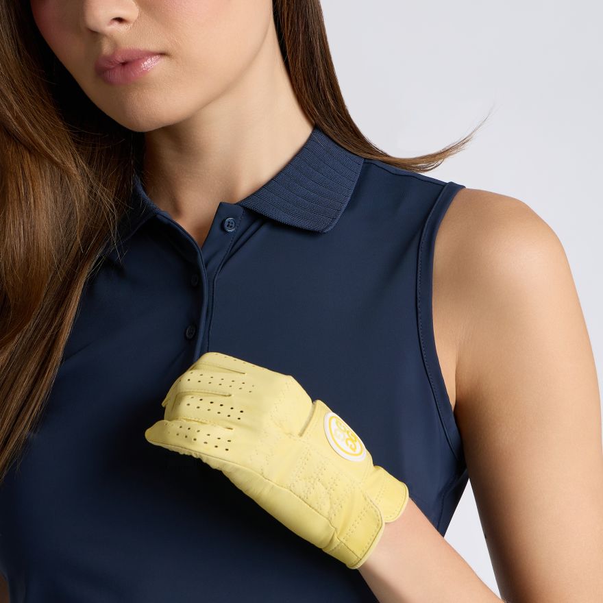 PLEATED COLLAR SILKY TECH NYLON SLEEVELESS POLO in Twilight - Alternate Image 4