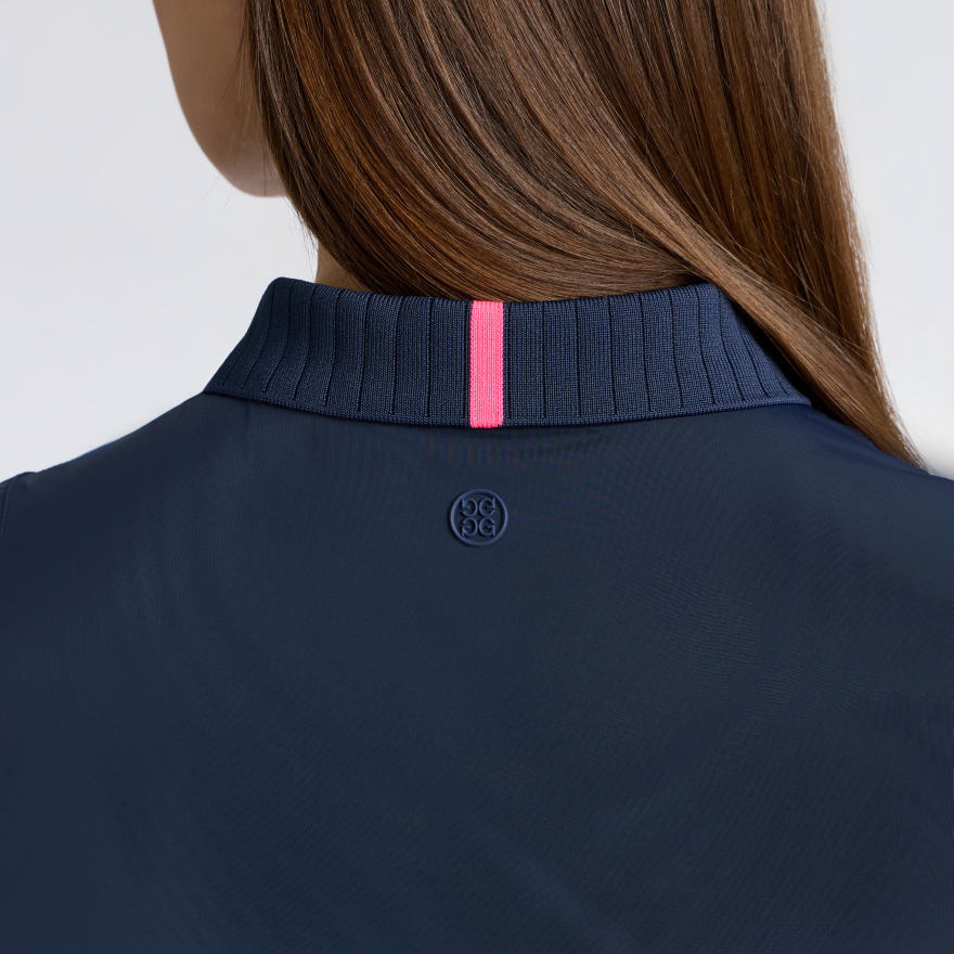 PLEATED COLLAR SILKY TECH NYLON SLEEVELESS POLO in Twilight - Alternate Image 5
