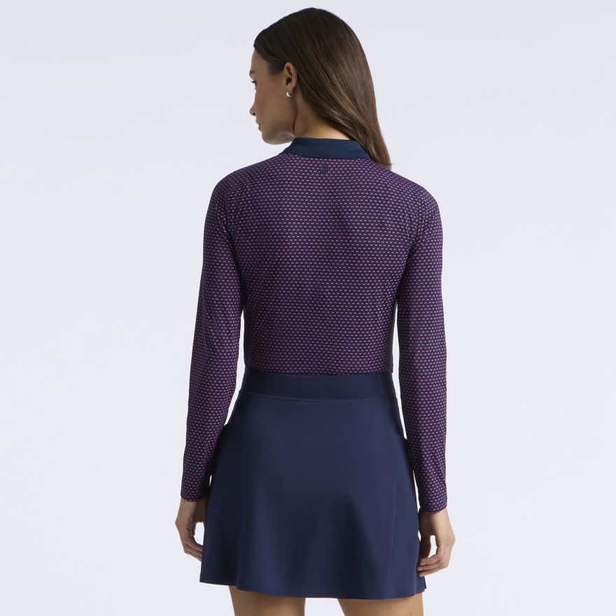 GEO 2 SILKY TECH NYLON LONG SLEEVE 1/4 ZIP POLO in TWILIGHT / KNOCKOUT PINK - Alternate Image 3