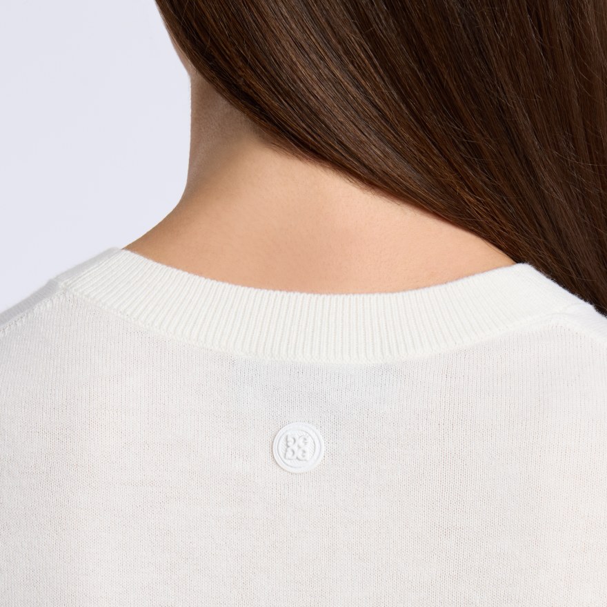 COOLING COTTON CREWNECK JUMPER in CHALK WHITE - Alternate Image 4