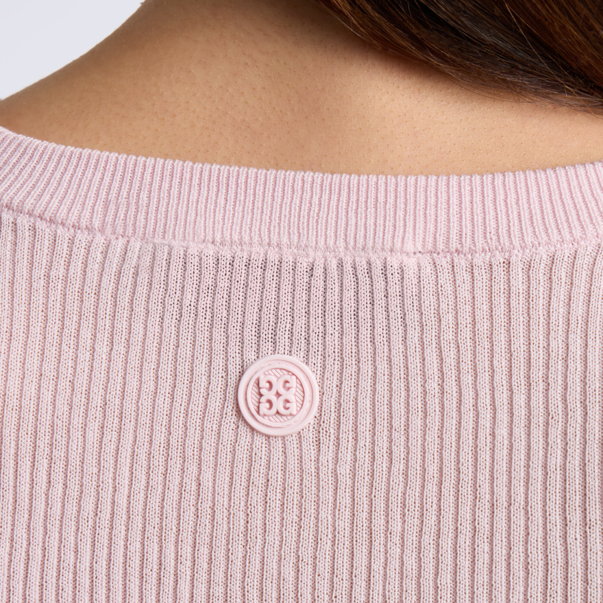 COTTON BLEND RIB KNIT FITTED TOP in SHELL - Alternate Image 4