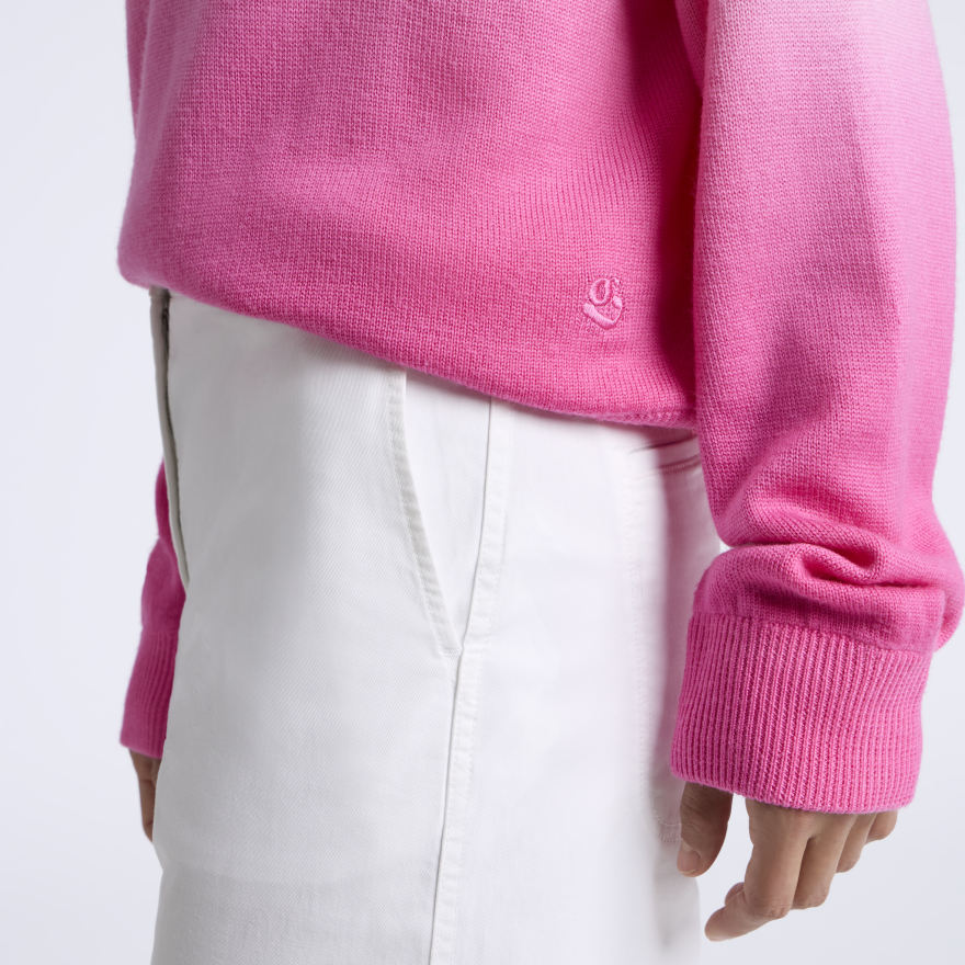DIP DYED MERINO WOOL HOODIE in CHALK WHITE / KNOCKOUT PINK - Alternate Image 4
