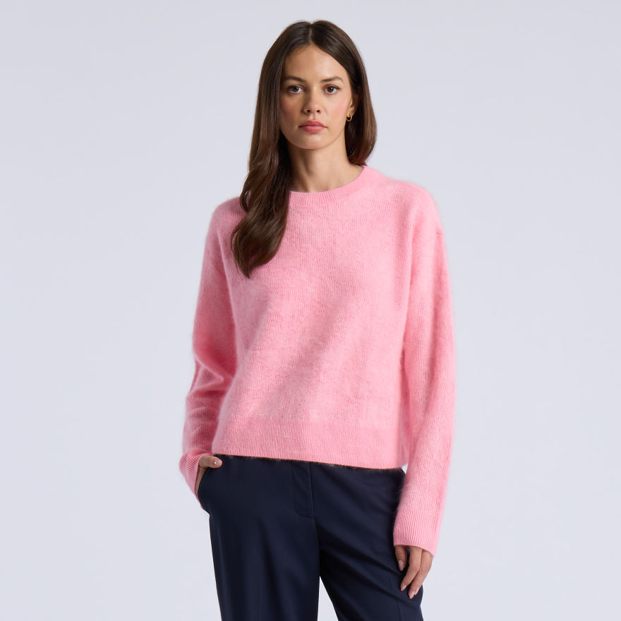 POINTELLE G BRUSHED CASHMERE CREWNECK SWEATER in CANDY - Alternate Image 2
