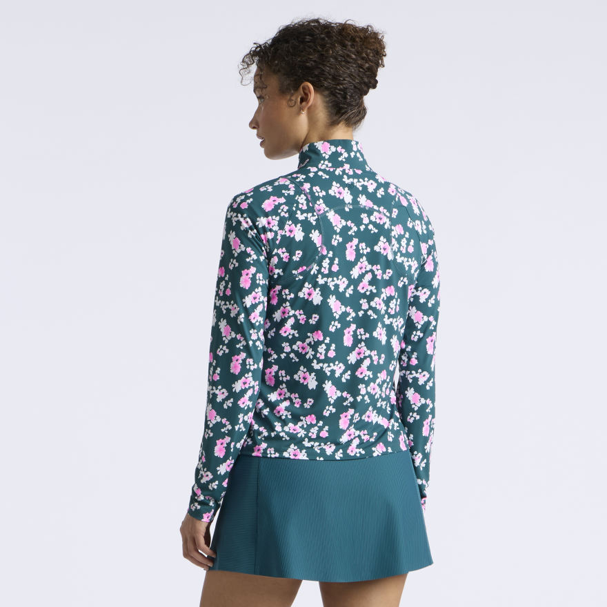 BLOSSOM SILKY TECH NYLON 1/4 ZIP PULLOVER in MARINE TEAL - Alternate Image 3