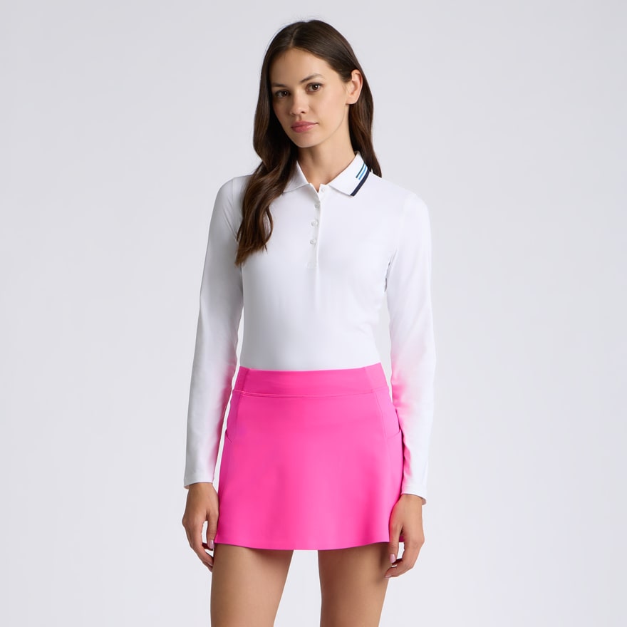 SILKY TECH NYLON LONG SLEEVE POLO in Snow / Twilight - Alternate Image 2