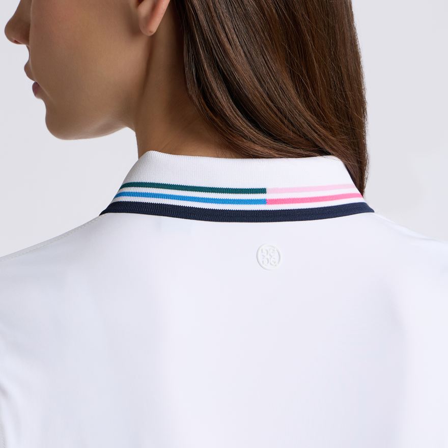 SILKY TECH NYLON LONG SLEEVE POLO in Snow / Twilight - Alternate Image 4