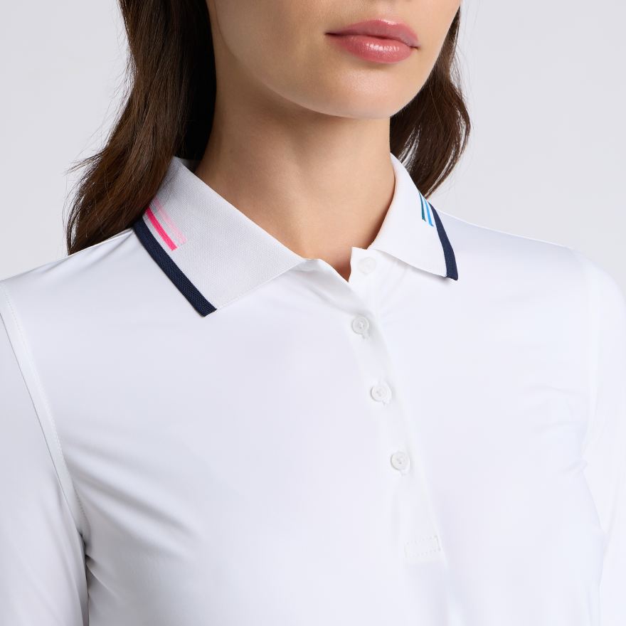 SILKY TECH NYLON LONG SLEEVE POLO in Snow / Twilight - Alternate Image 5