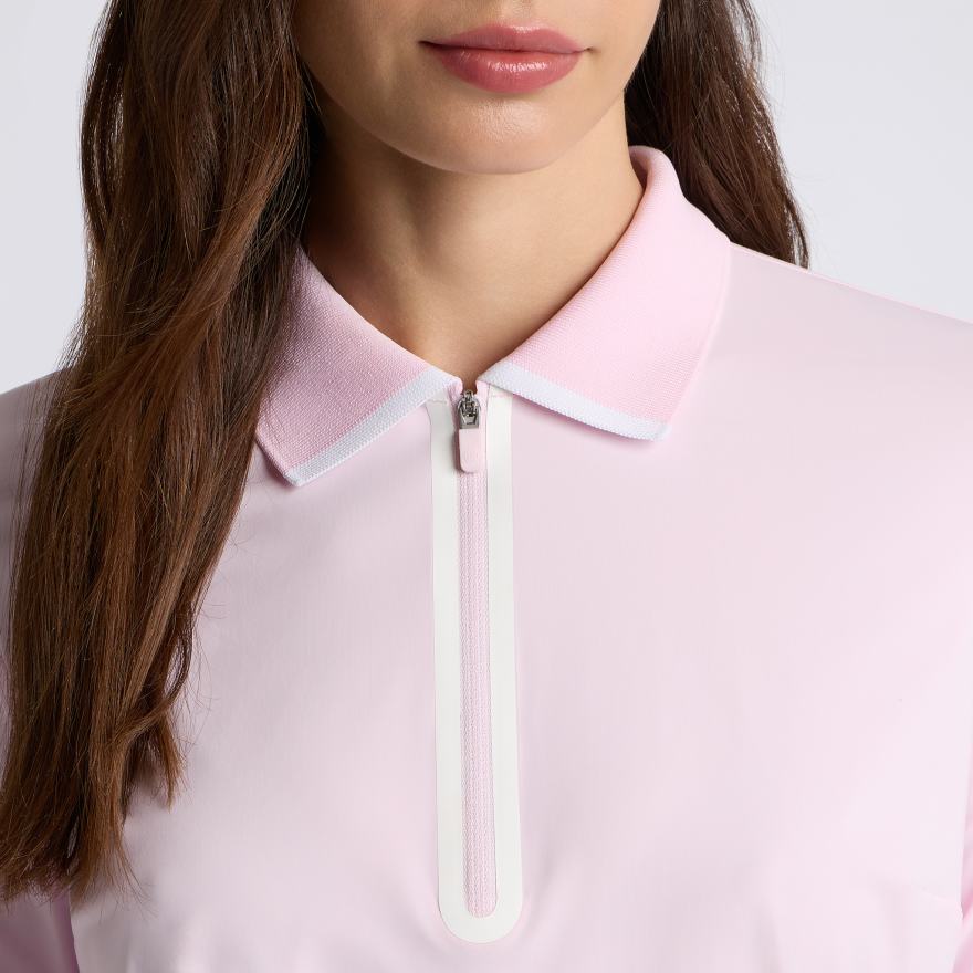 SILKY TECH NYLON LONG SLEEVE ZIP POLO in Blush - Alternate Image 3