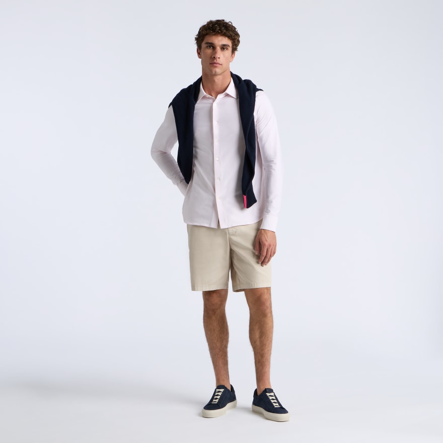 LTD RELEASE LUXE COTTON BLEND SHIRT in BLUSH/SNOW - Alternate Image 1