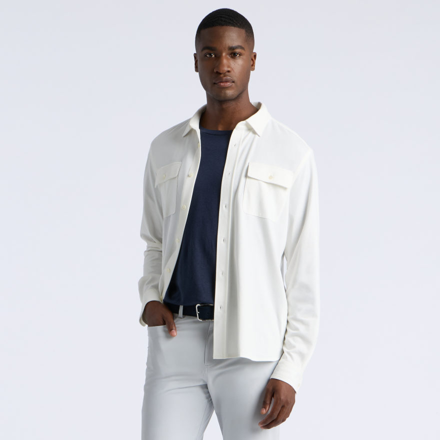 LTD RELEASE BRUSHED COTTON LONG SLEEVE SHIRT in Snow - Alternate Image 2