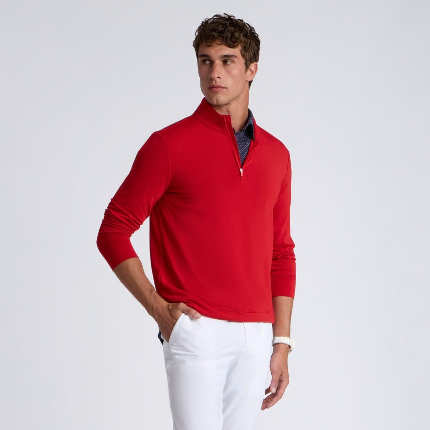 SOFT TOUCH JERSEY 1/4 ZIP in RUBY - Alternate Image 2