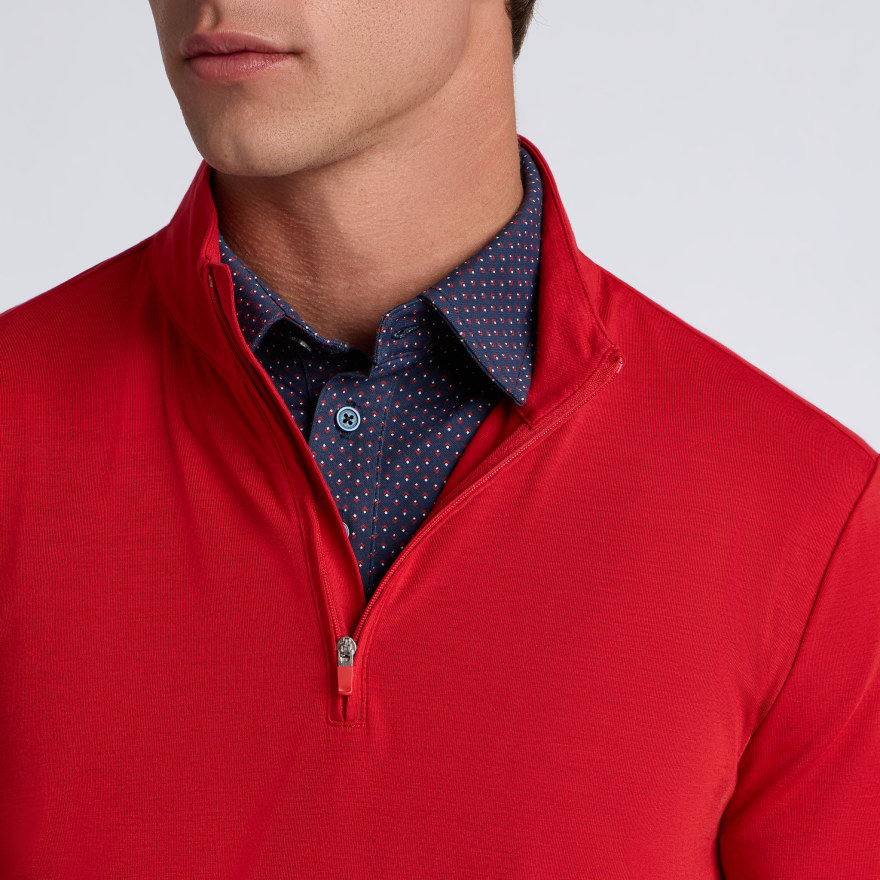 SOFT TOUCH JERSEY 1/4 ZIP in RUBY - Alternate Image 1