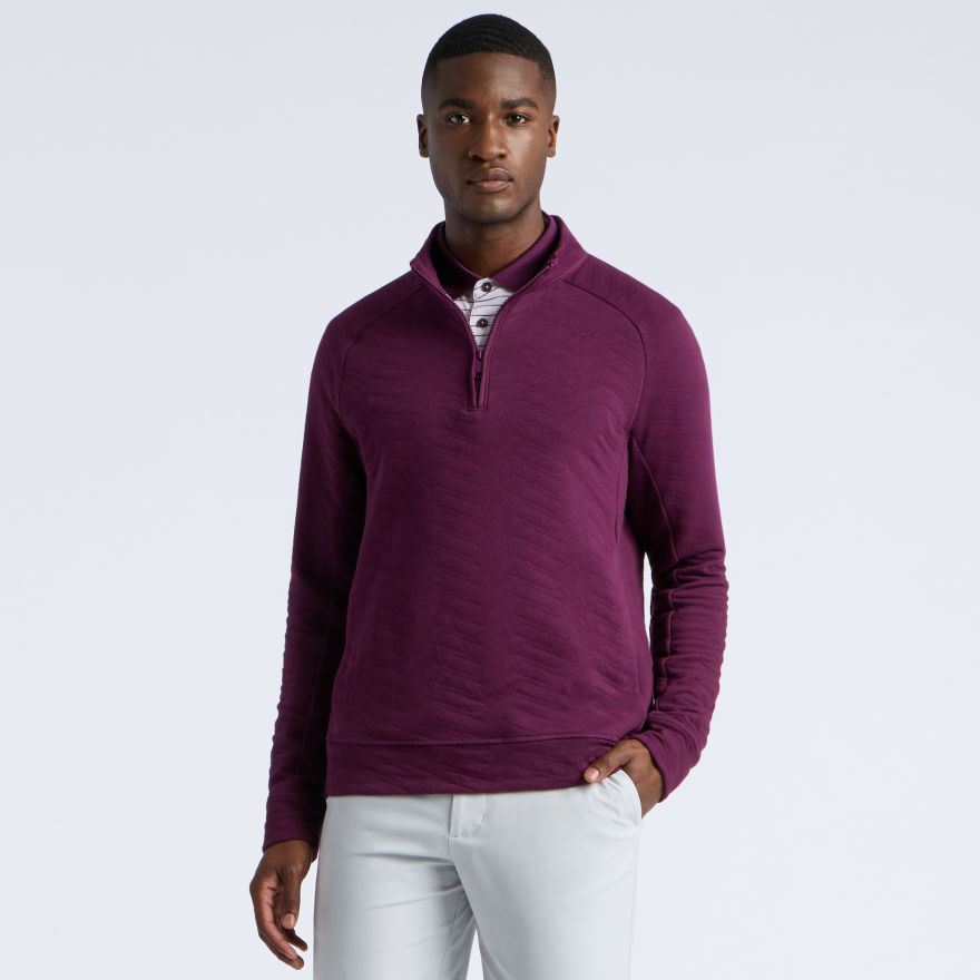 DUNES COTTON QUILTED 1/4 ZIP PULLOVER in DARK PLUM - Alternate Image 3